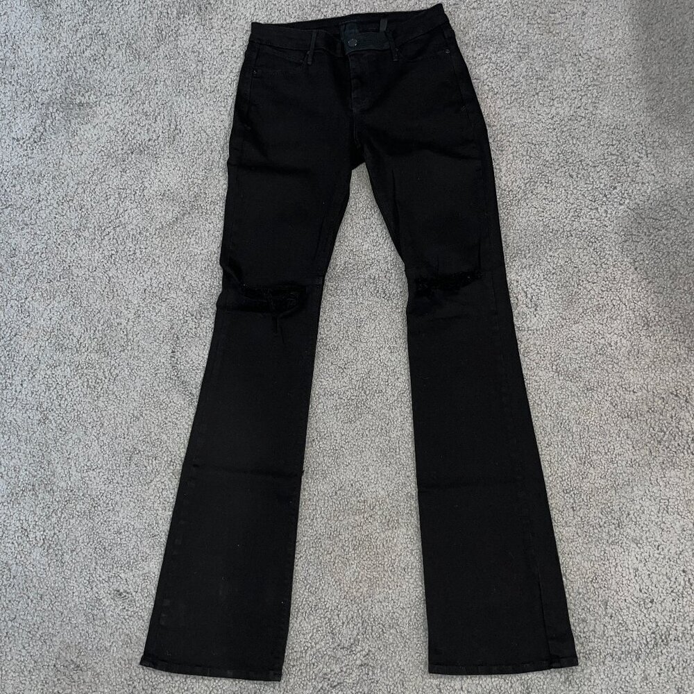 R+A ROAD TO AWE JACKSON JEANS BLACK MAX MADE IN L.A  FLARE  BLOWN KNEES  27 TALL